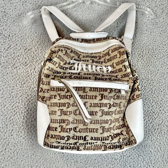 Juicy Couture Backpack AOP Logo Beige Y2K Old English Script - Picture 1 of 6